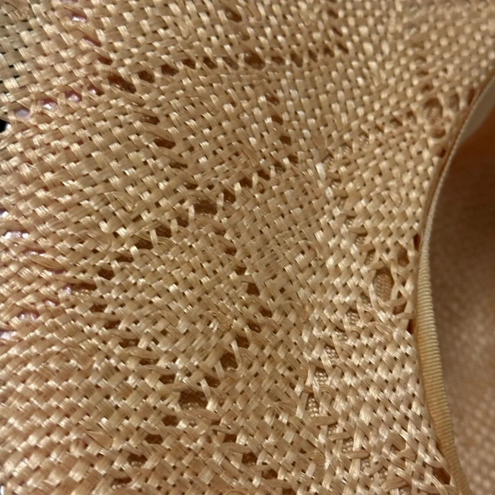 Oscar de la Renta Straw Wide-Brim Hat in Yellow with Pink Trim